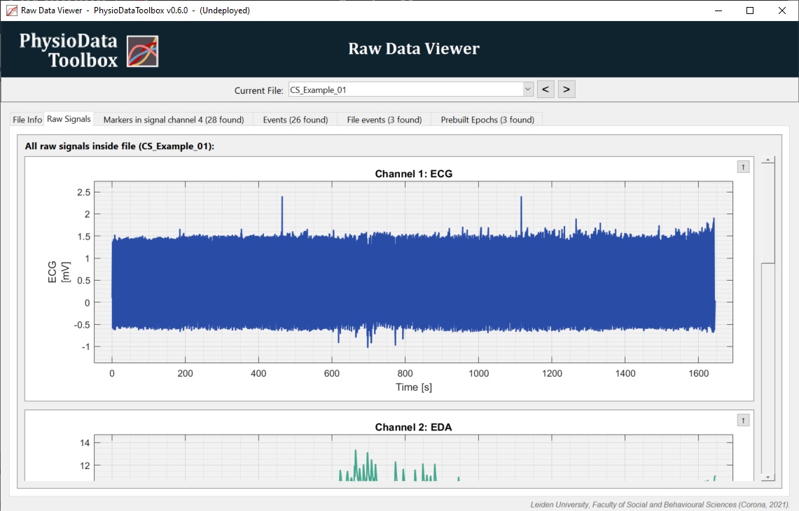 Raw Data Viewer: Raw Signals tab